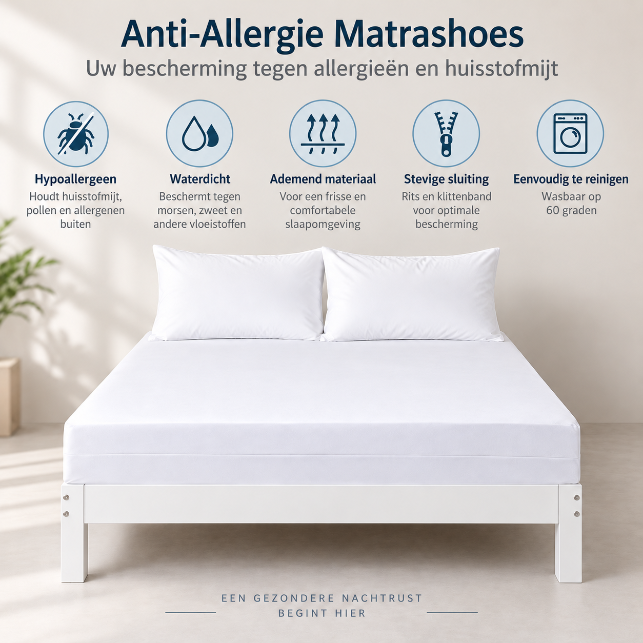 Anti-allergie matrashoes met bescherming
