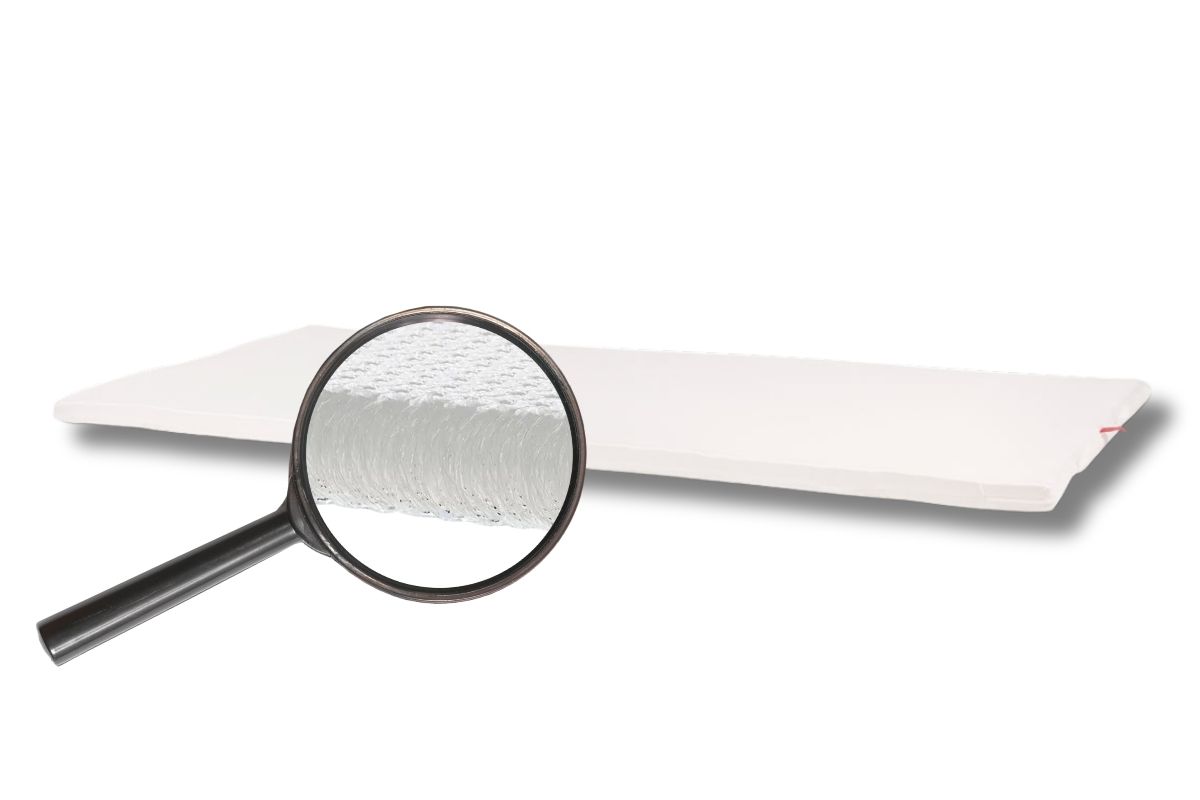 Detail van het ademende materiaal van de anti-transpiratie matrastopper