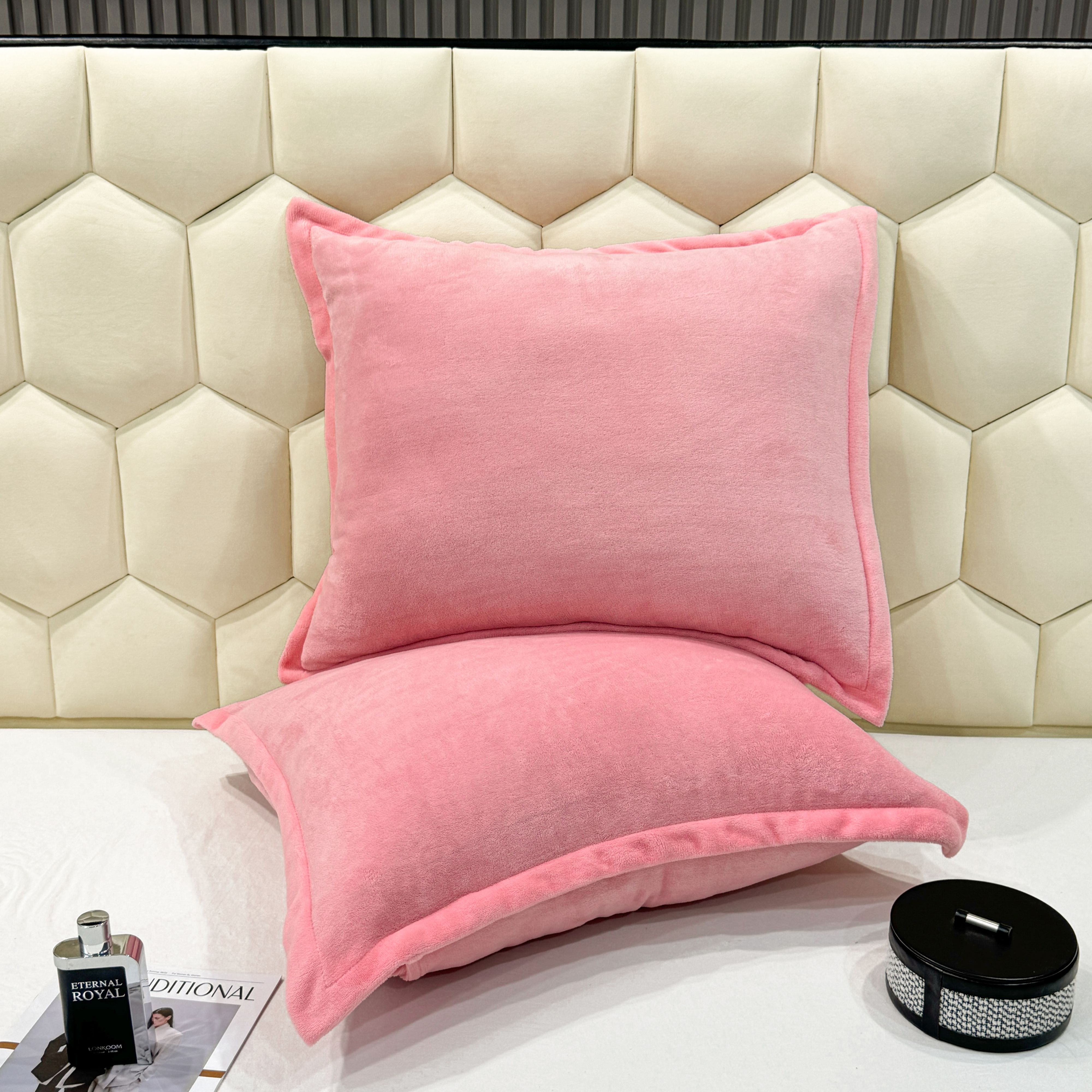 Teddy kussensloop roze