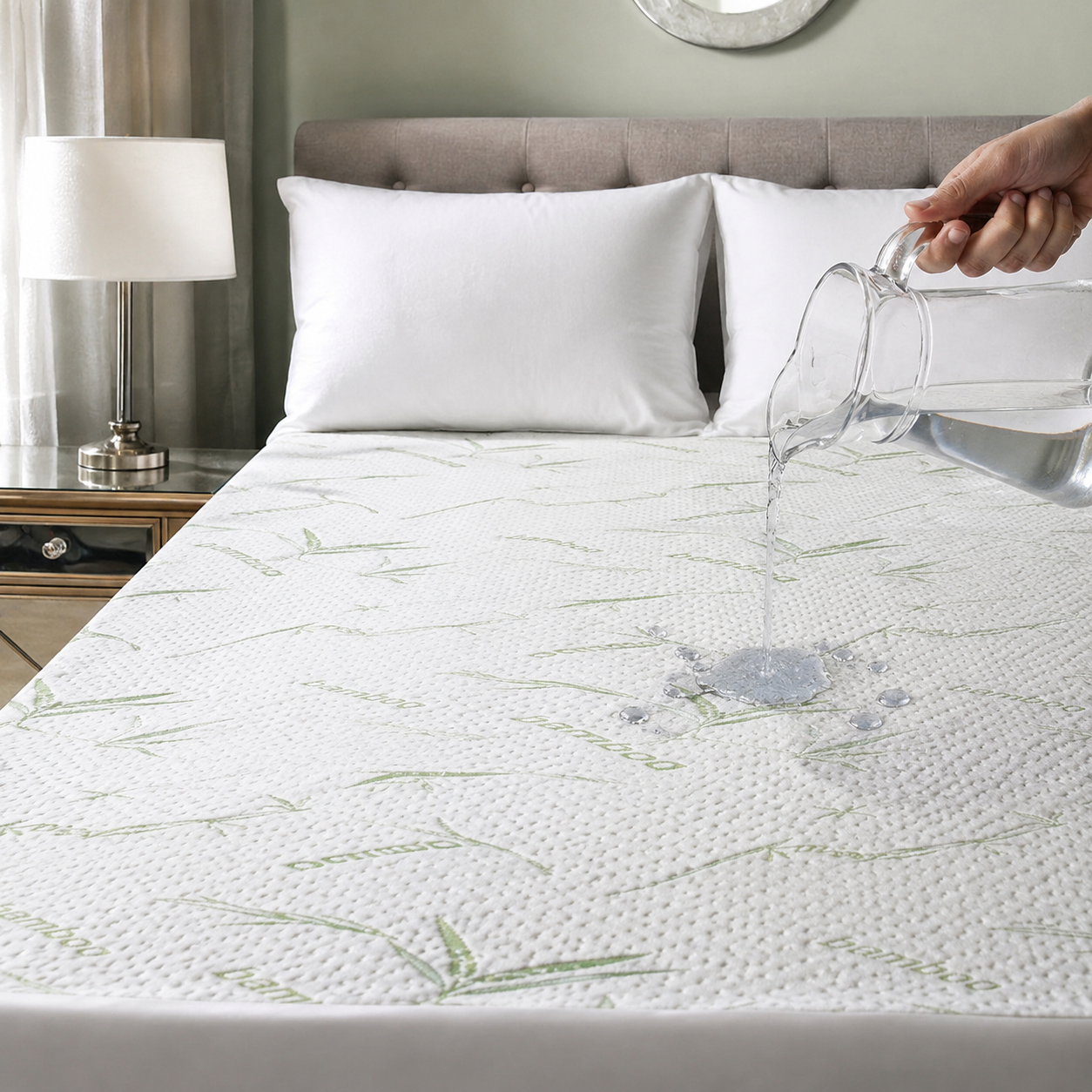 Bamboe molton hoeslaken waterdicht - super absorberend - 90x200 - 140x200